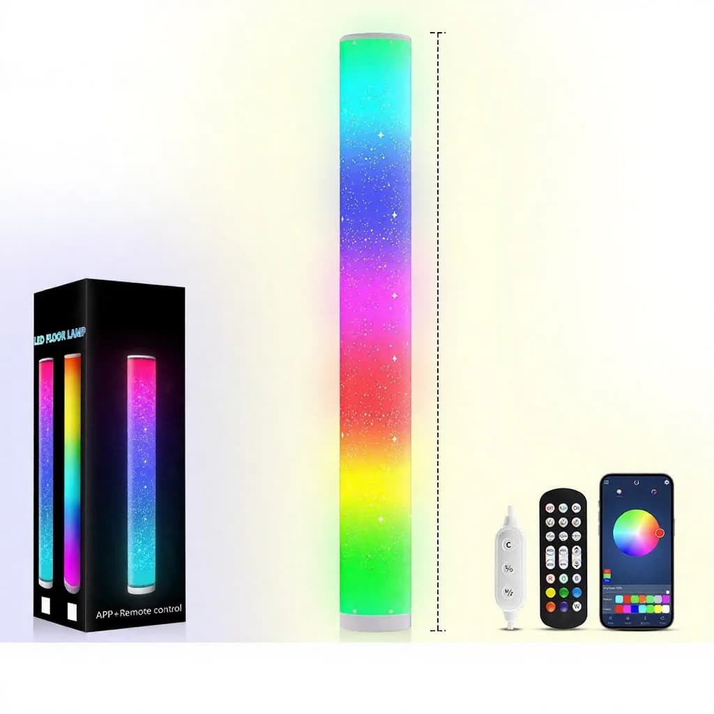 RGB LED-golvlampa med stjärnmönster, fjärr- och appstyrning