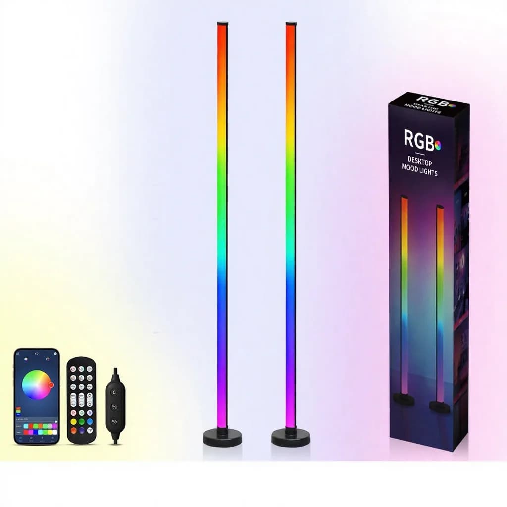 RGB-golvlampa med musiksynchronisering, app- och fjärrkontroll