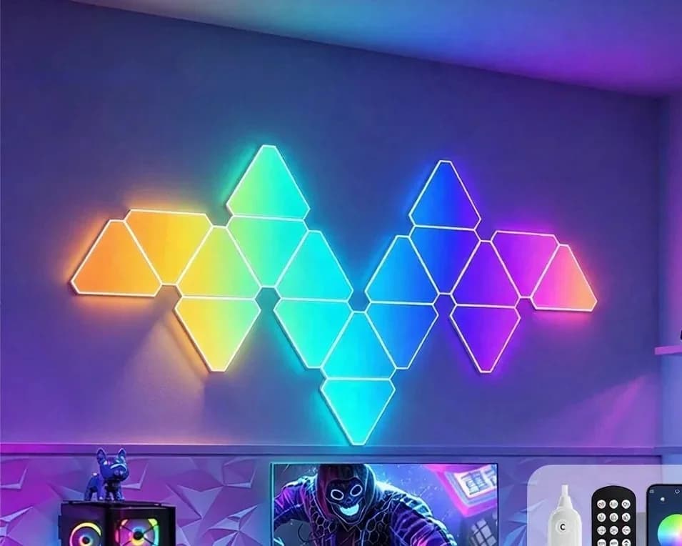 Triangelformad smart LED-vägglampa RGB för gaming och stämning