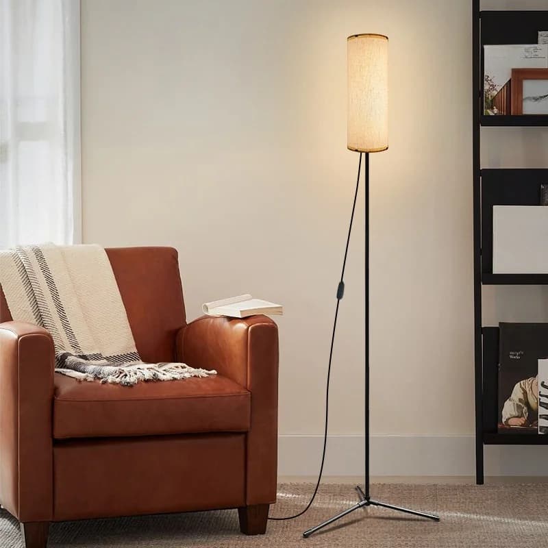 LED-golvlampa med tygskärm, dimbar tre-färgsbelysning
