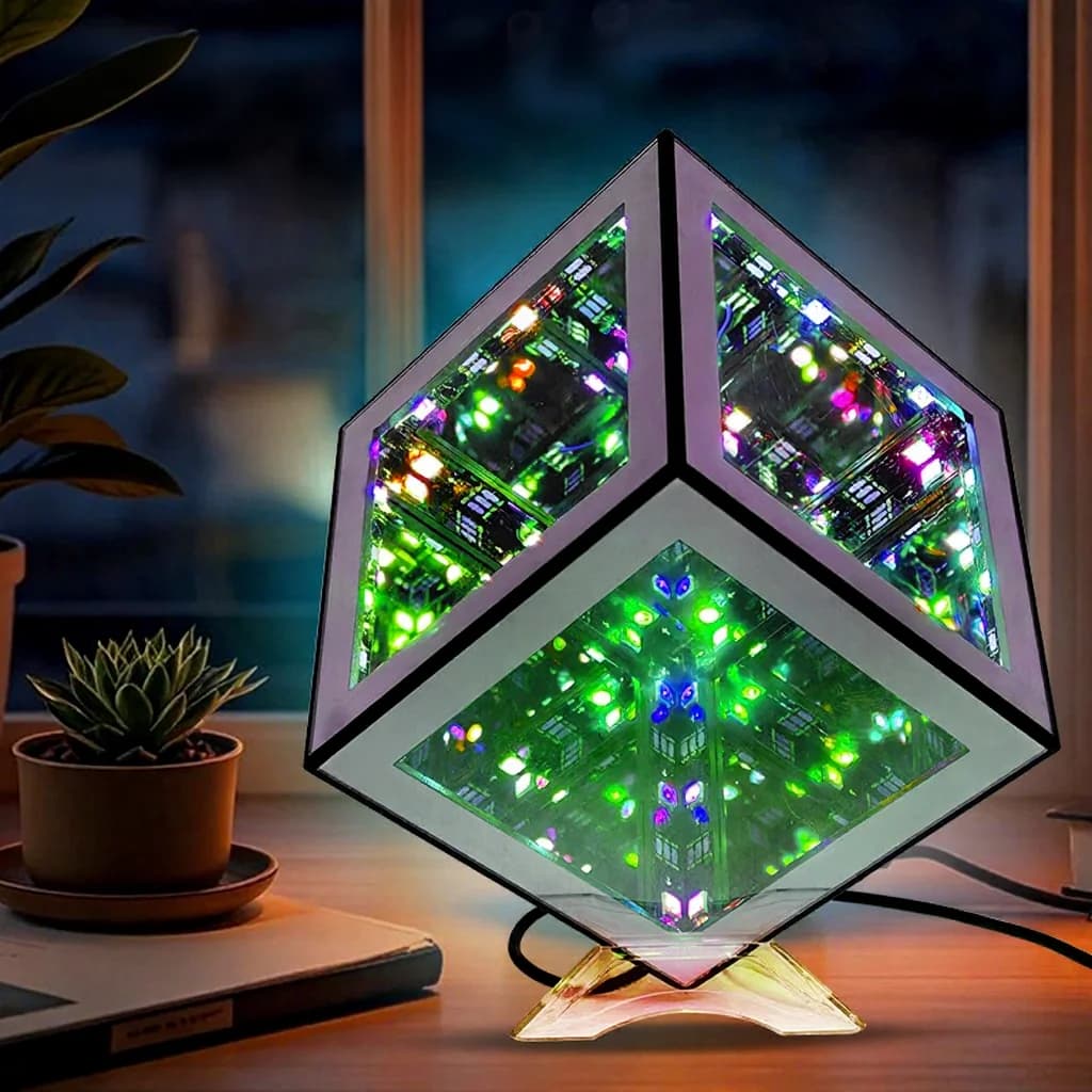 3D oändlighetskub-lampa RGB atmosfärsljus med ljudreaktivt läge