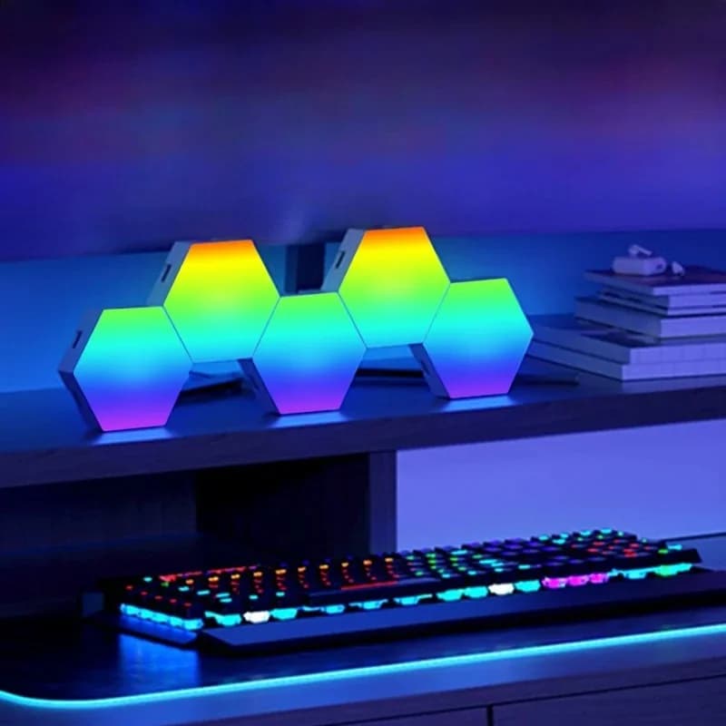 RGB-hexagonala ljudreaktiva ljuspaneler med appstyrning