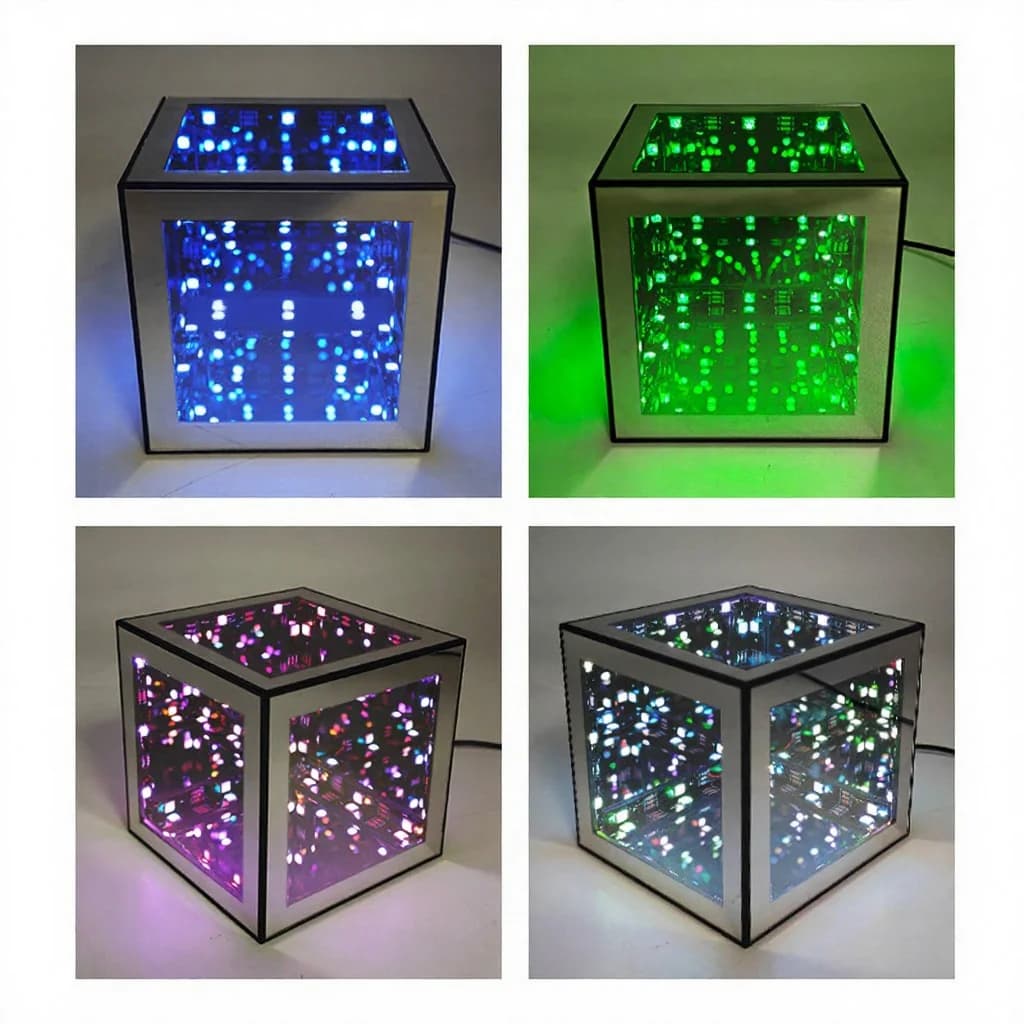 3D oändlighetskub-lampa RGB atmosfärsljus med ljudreaktivt läge