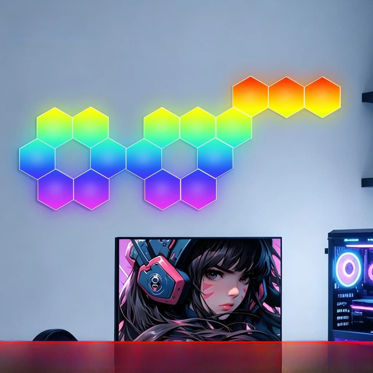 RGB-hexagonala ljudreaktiva ljuspaneler med appstyrning