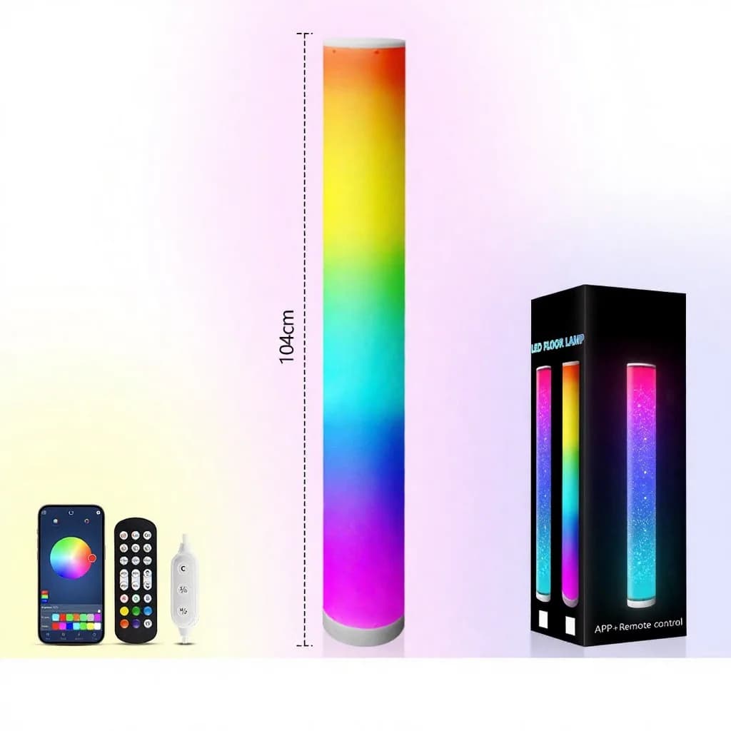 RGB cylindrisk golvlampa med musiksynk och fjärrkontroll