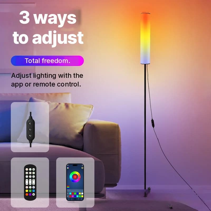 RGB LED stativgolvlampa med fjärrkontroll