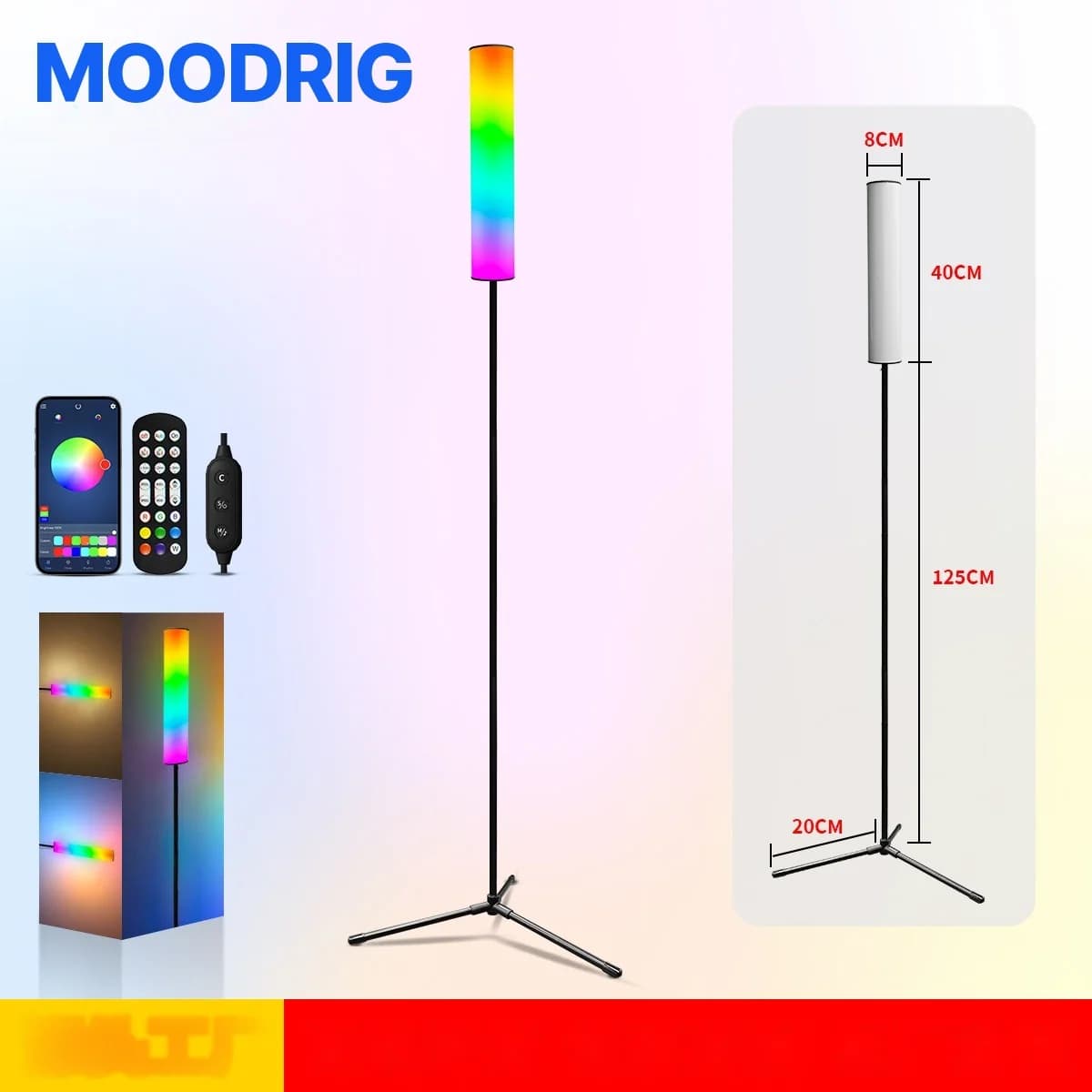 RGB LED stativgolvlampa med fjärrkontroll