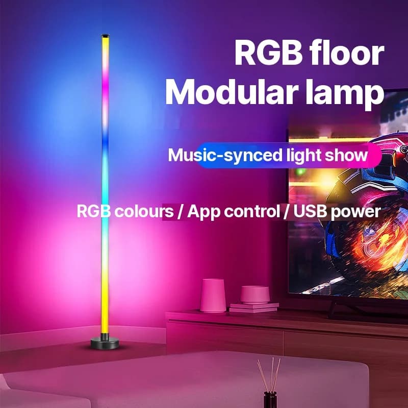 RGB LED-hörngolvlampa med musiksynk, app- och fjärrkontroll