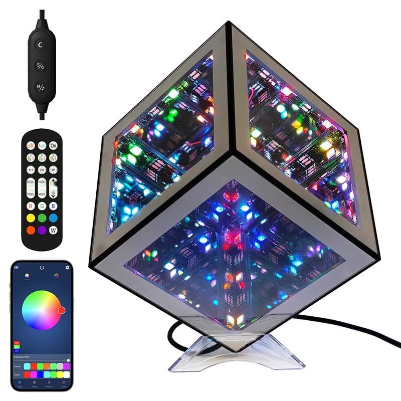 3D oändlighetskub-lampa RGB atmosfärsljus med ljudreaktivt läge