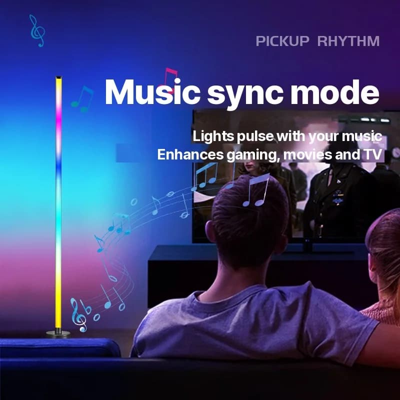 RGB LED-hörngolvlampa med musiksynk, app- och fjärrkontroll