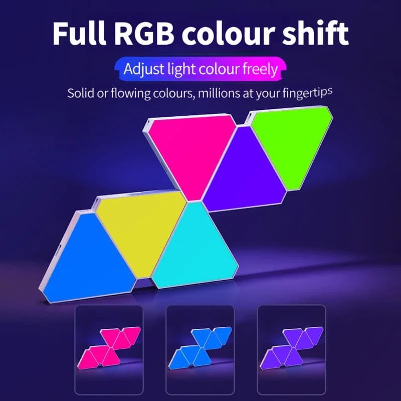 Triangelformad smart LED-vägglampa RGB för gaming och stämning