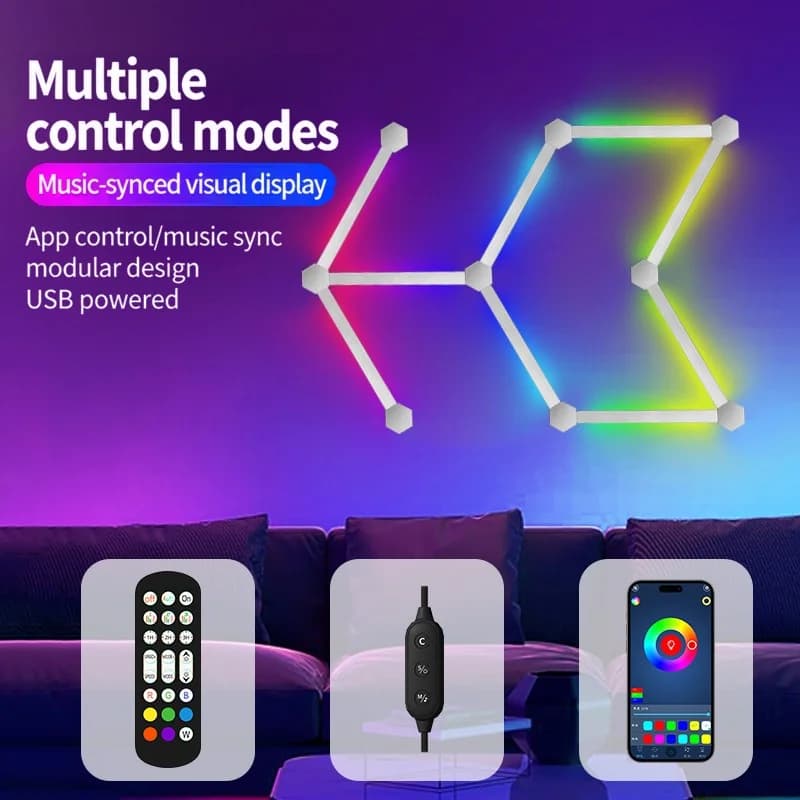 RGB smarta kopplingsbara LED-väggljus med appstyrning och musiksynk