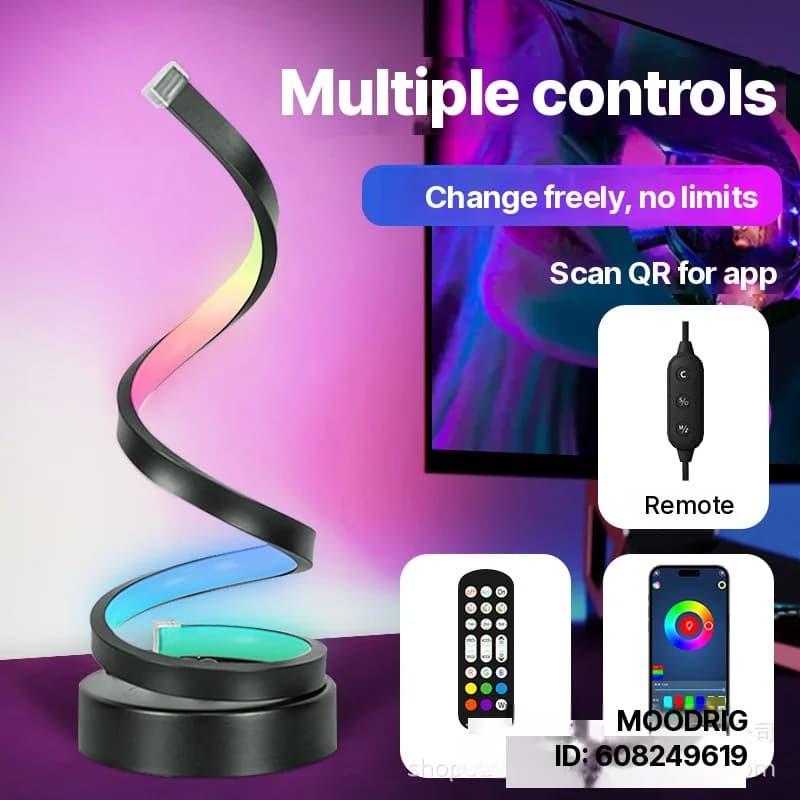 Spiralformad RGB-lampa med ljudreaktivt ljus och appstyrning