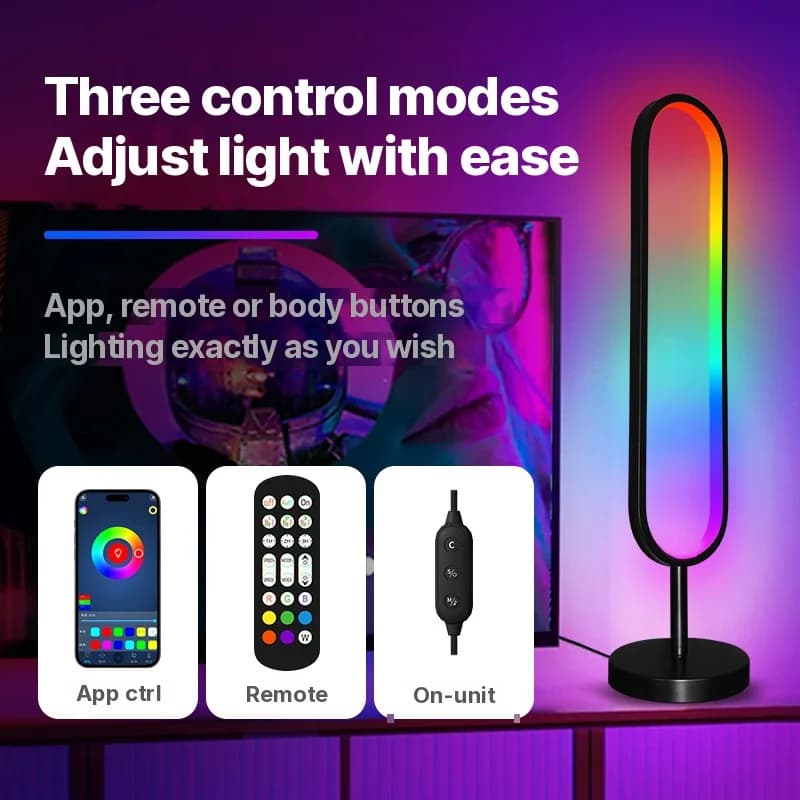 U-formad RGB-golvlampa med ljudreaktivt ljus och appstyrning