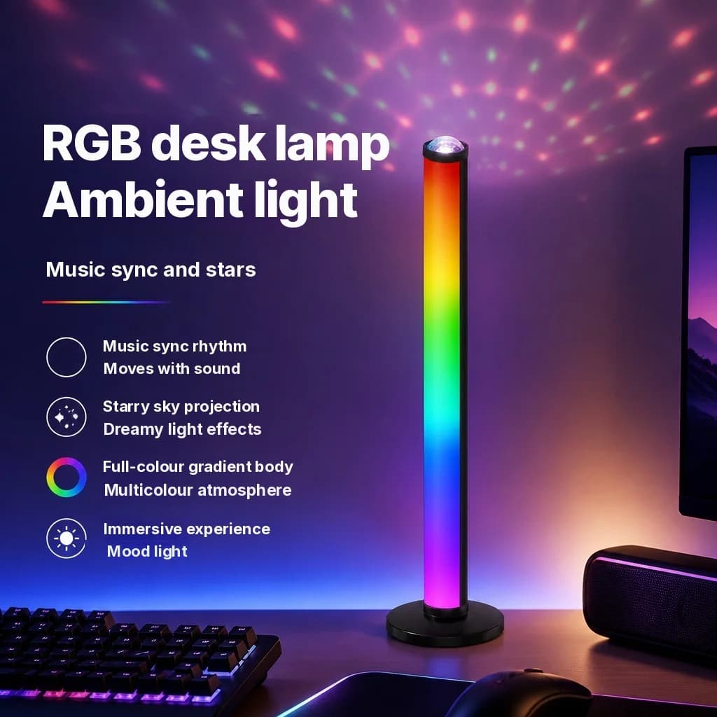 RGB-projektorlampa med musiksynk och fjärrkontroll