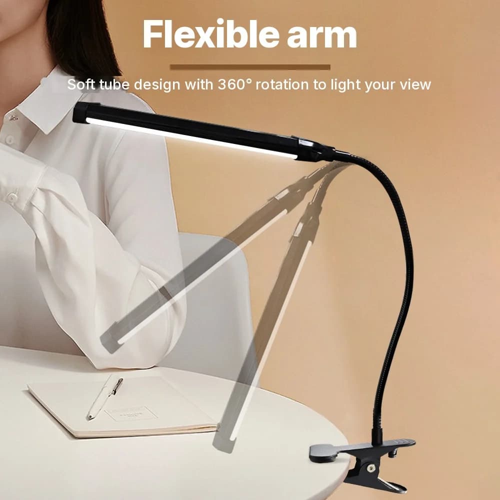 USB LED-klämlampa för skrivbord, läsning och studier